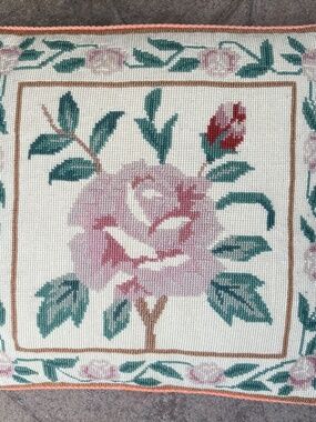 Embroidered Floral Pillow